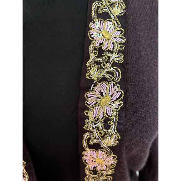 Cache Cashmere Blend Elaborate Embellished Trim + Belt Shrug Top New $128 NWT - Picture 4 of 6